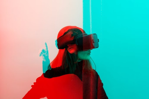 Woman wearing VR headset